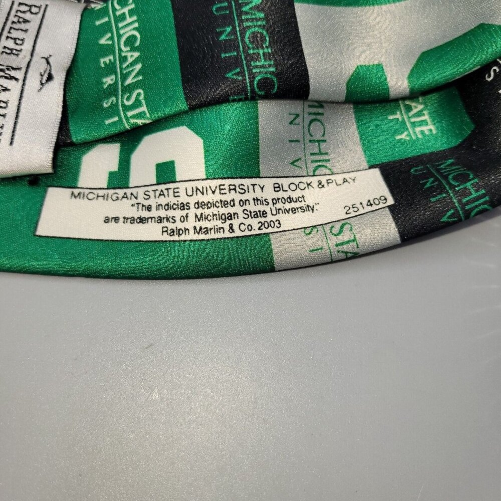 Ralph Marlin RM Michigan State University Tie 2003 Necktie Vintage Green Black - Picture 6 of 7